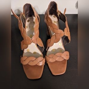 Stacked heel brown sandals from Boden, size 40